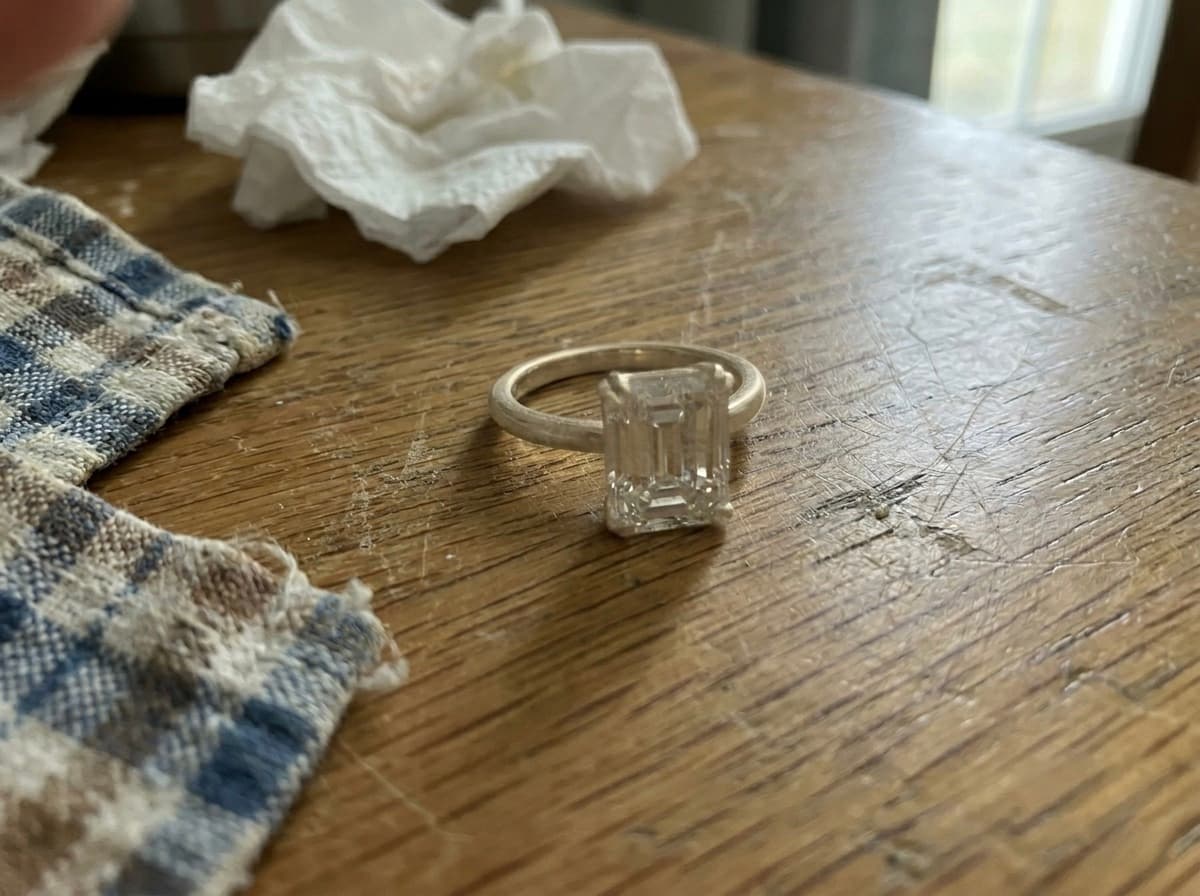 Raw phone photo of a ring
